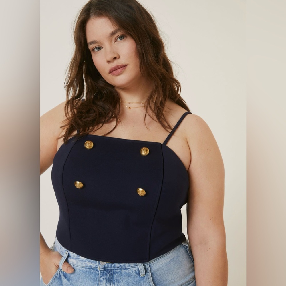 Eva Franco Ponte Trench Blouse size 18 - Navy Blue